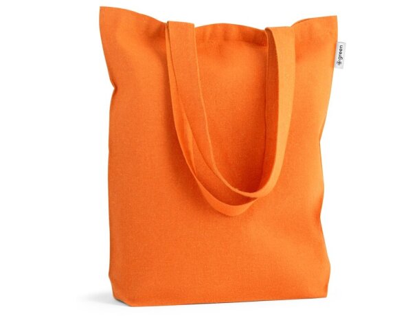 Bolsa algodón poliéster reciclado asas largas 220 g/m2 Hi!dea Naranja detalle 5