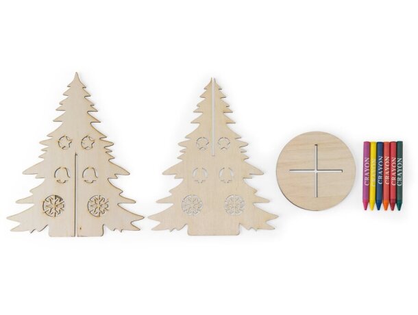 Árbol de Navidad Pinery de madera FSC plegable para colorear Natural claro detalle 3