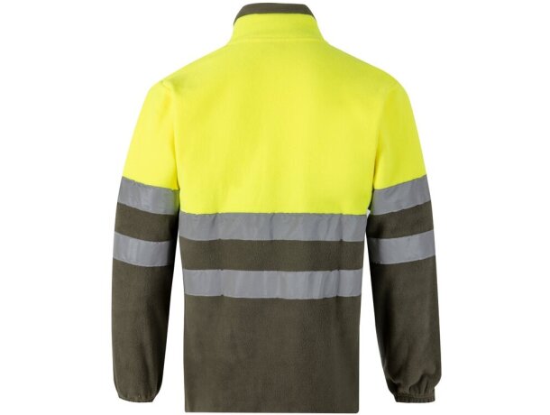 Chaqueta polar bicolor Eros con bandas reflectantes EN20471 Verde militar/Amarillo detalle 9