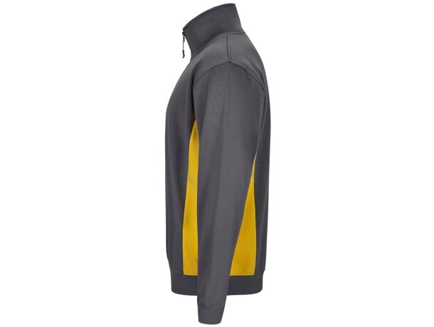 Sudadera de rizo bicolor Svarog cuello alto media cremallera Gris/Amarillo detalle 39