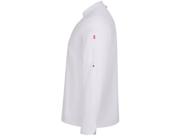 Chaqueta de cocina Agni unisex tejido COOLMAX transpirable Blanco detalle 3