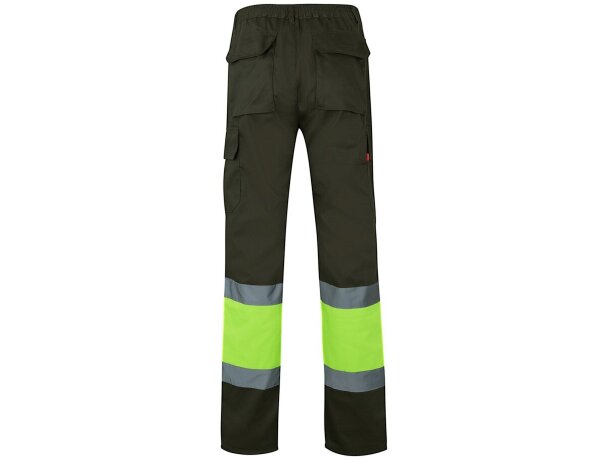 Pantalón multibolsillos bicolor poseidon con reflectantes Verde militar/Amarillo detalle 7