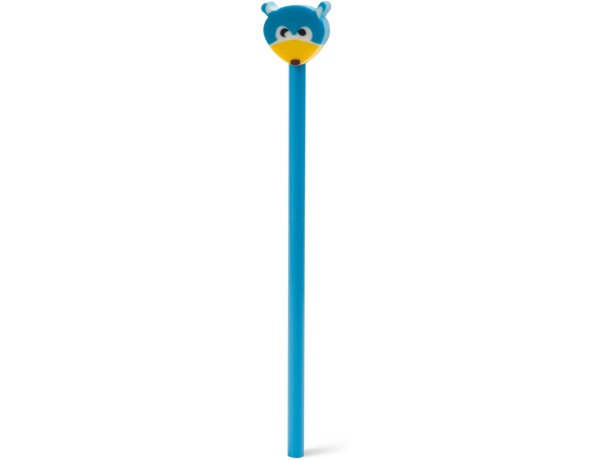 Lápiz con goma en forma de muñeco personalizado azul Lápiz con goma en forma de muñeco personalizado azul
