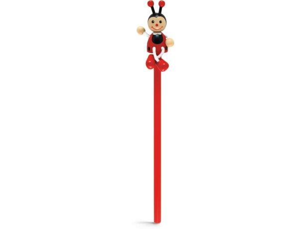 Lápiz para tampografía con muñeco de madera grabado rojo Lápiz para tampografía con muñeco de madera grabado rojo