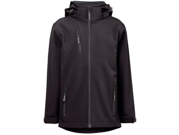 Chaqueta softshell infantil Zagreb Kids con capucha desmontable Negro detalle 20