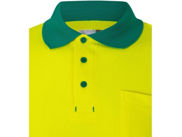Polo pluto bicolor de manga larga con bandas reflectantes Verde/Amarillo detalle 11