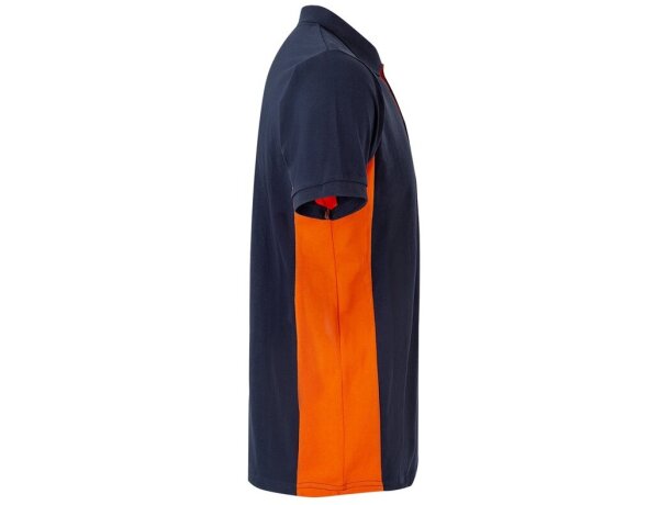 Polo piqué bicolor Supay manga corta con cuello en canalé Azul marino/Naranja detalle 23