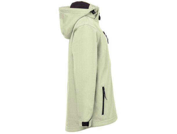 Chaqueta softshell infantil Zagreb Kids con capucha desmontable Verde pastel detalle 4