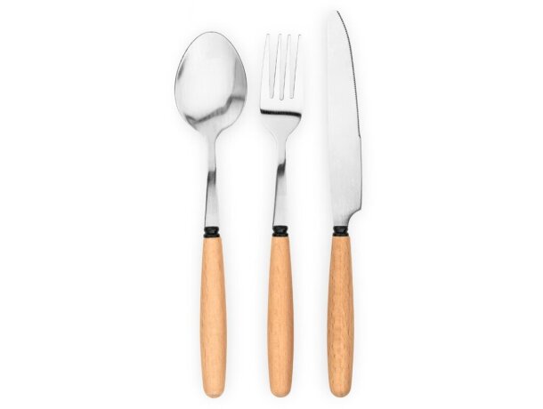 Juego cubiertos Boulud en acero inoxidable y madera de acacia Natural detalle 5