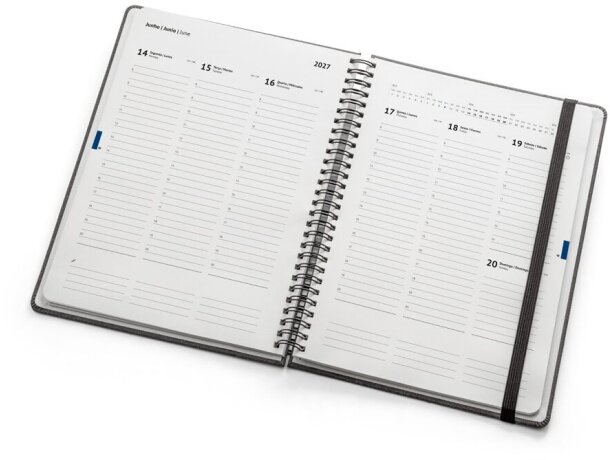 Agenda simmel b5 con anillas de cuero reciclado y elástico Negro detalle 8