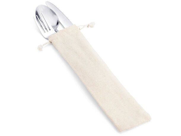 Juego cubiertos Boulud en acero inoxidable y madera de acacia Natural detalle 2