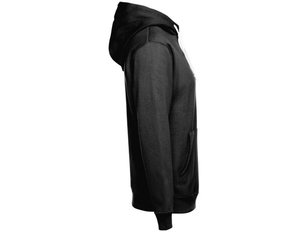 Sudadera Moscow unisex con capucha, bolsillo marsupial y cordones Negro/Blanco detalle 16