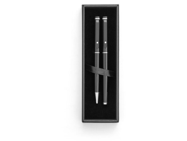 Set de bolígrafo y roller metal tinta azul Hi!dea Negro detalle 4