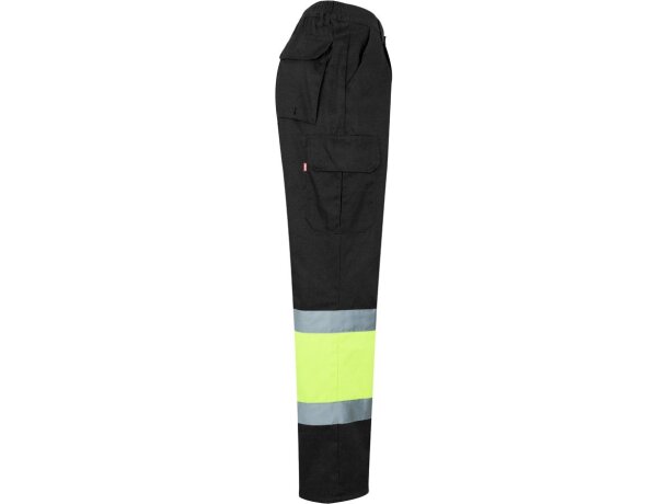 Pantalón de sarga bicolor VL Athena con bandas reflectantes Negro/Amarillo detalle 52