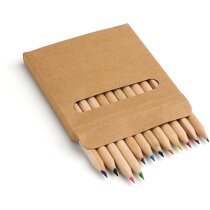 Caja de cartón con 12 lápices de madera de colores grabado Caja de cartón con 12 lápices de madera de colores grabado