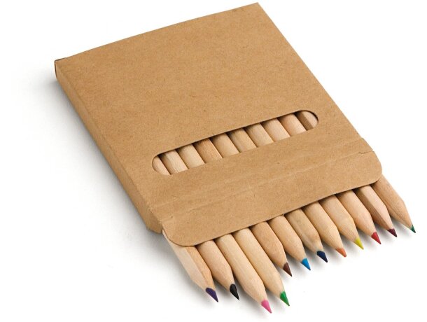 Caja de cartón con 12 lápices de madera de colores personalizado