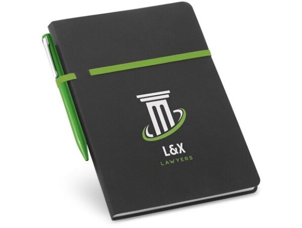 Bloc de notas de polipiel con funda verde claro