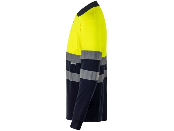 Polo pluto bicolor de manga larga con bandas reflectantes Azul marino/Amarillo detalle 21