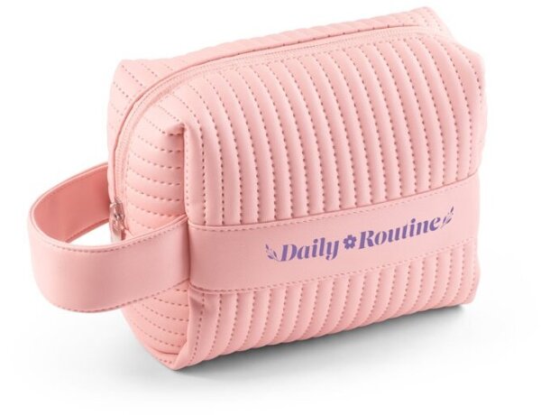 Bolso de mano Gili de PU reciclado con textura acolchada Rosa claro detalle 7