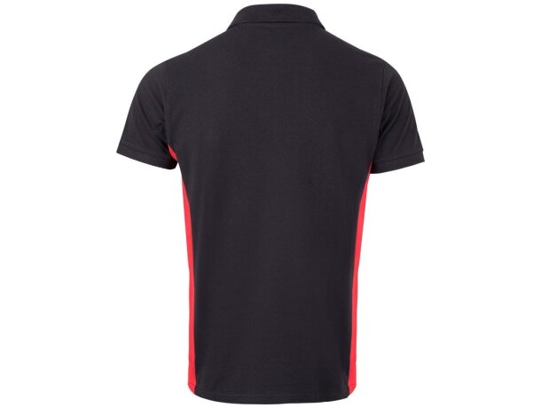 Polo piqué bicolor Supay manga corta con cuello en canalé Negro/Rojo detalle 12