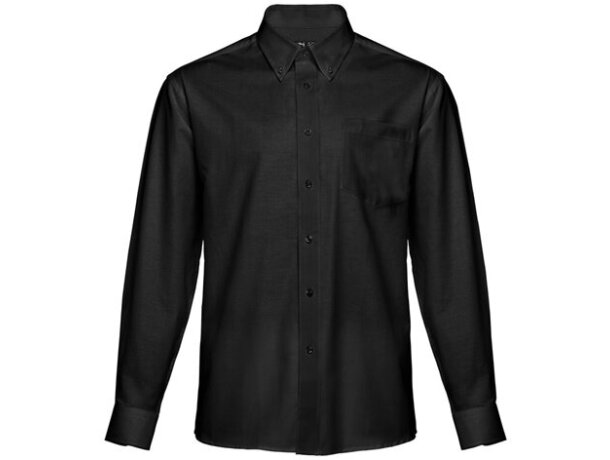 Camisa oxford THC Tokyo unisex con logo puños ajustables botones Negro detalle 13