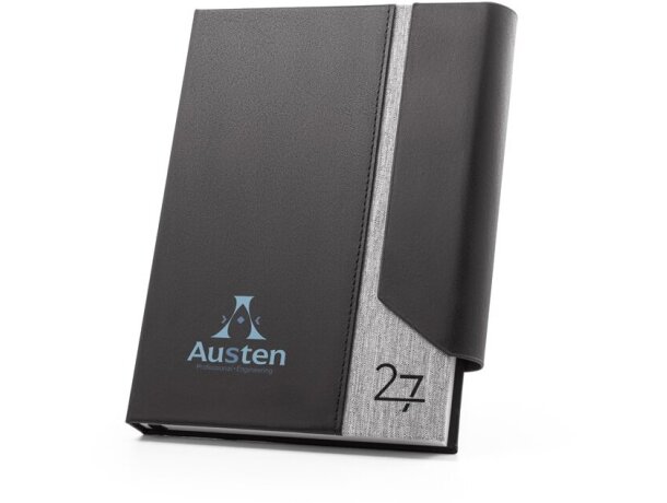 Agenda a5 austen en pu reciclado y rpet con cierre magnético Gris claro detalle 8
