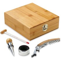 Set Cabernet de vino con 4 accesorios en estuche de madera personalizado