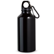 Botella deportiva de aluminio con mosquetón personalizada negra