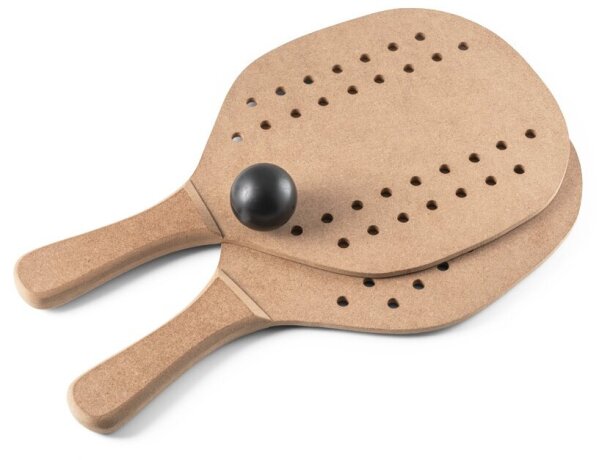 Raquetas de playa Tapia de MDF con pelota y bolsa de algodón Natural oscuro detalle 7