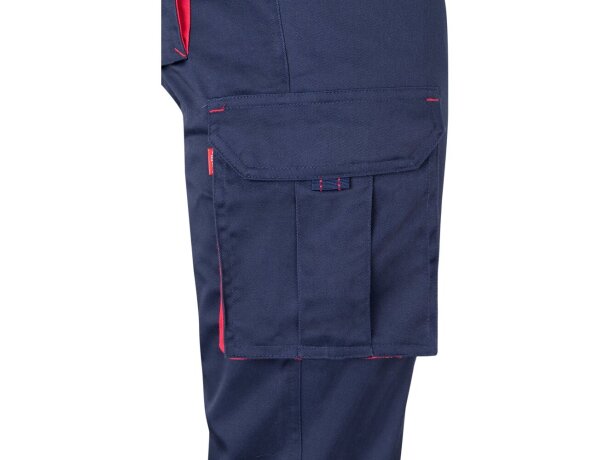 Pantalón elástico bicolor fides con seis bolsillos funcionales Azul marino/Rojo detalle 39