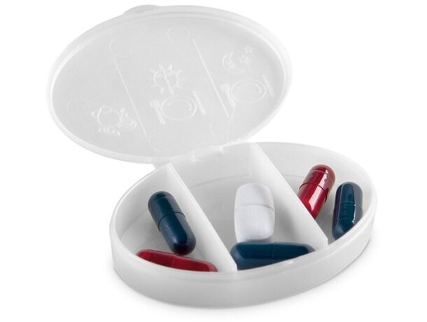 Pastillero ovalado de 3 secciones blanco