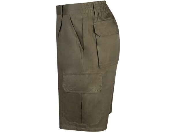 Bermudas Chione multibolsillos en sarga con cinturilla elástica Verde militar detalle 8