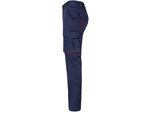 Pantalón elástico bicolor fides con seis bolsillos funcionales Azul marino/Rojo detalle 37