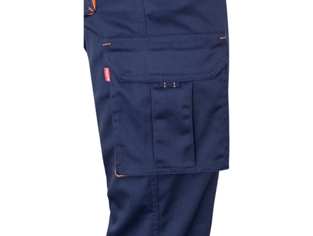 Pantalón elástico bicolor fides con seis bolsillos funcionales Azul marino/Naranja detalle 57