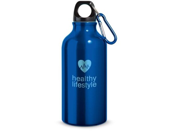 Botella deportiva de aluminio con mosquetón azul royal