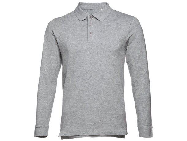 Polo Bern de manga larga en algodón 210 g/m² para hombre Gris claro matizado detalle 4