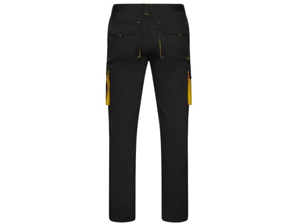 Pantalón elástico bicolor fides con seis bolsillos funcionales Negro/Amarillo detalle 66