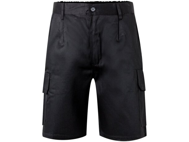 Bermudas Chione multibolsillos en sarga con cinturilla elástica Negro detalle 36