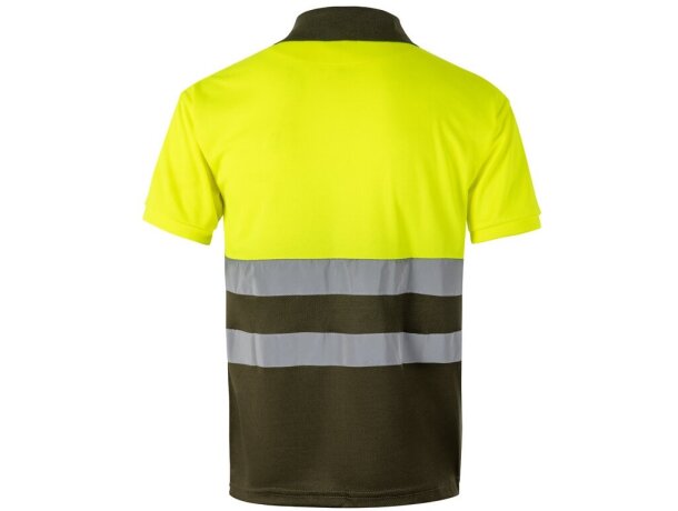 Polo bicolor alta visibilidad Cupid manga corta reflectante Verde militar/Amarillo detalle 8
