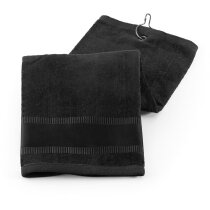 Toalla de golf con gancho en algodón 400 gr personalizada negra