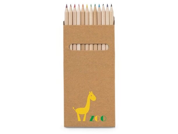 Caja Croco con 12 lápices de color natural