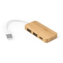 Hub USB Moser bambú personalizado 3 puertos