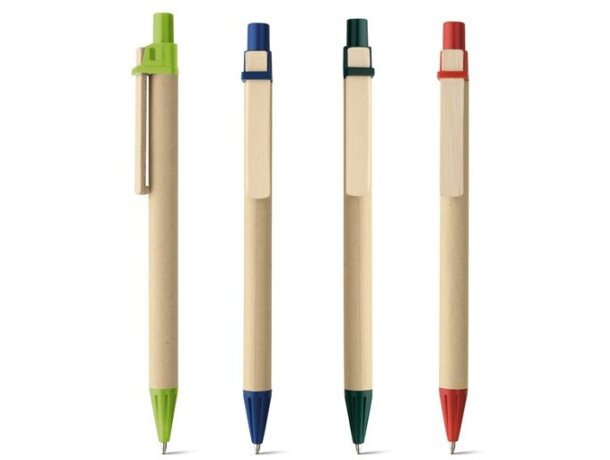 Bolígrafo economico en papel craft con clip de madera