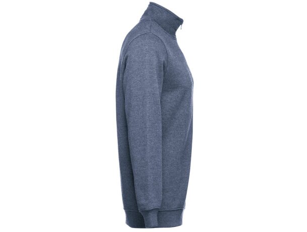 Sudadera Budapest unisex con cremallera y cinturilla canalé Azul matizado detalle 4