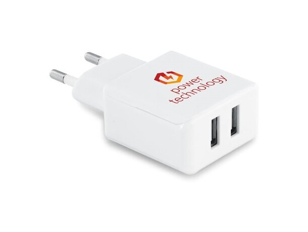 Cargador Redi Usb con dos salidas personalizado blanco