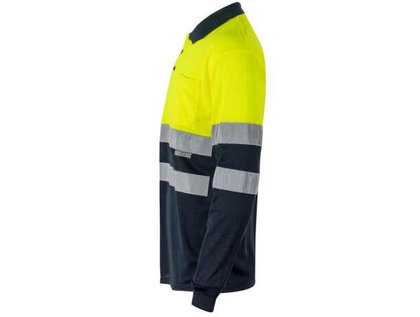Polo bicolor alta visibilidad VL Vulcan manga larga Azul marino/Amarillo detalle 46