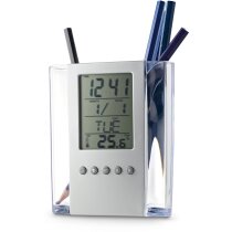 Porta bolígrafos acrílico con termómetro digital