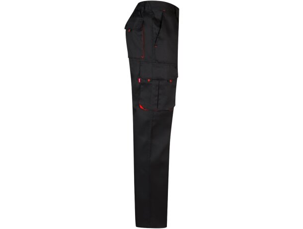 Pantalón de sarga multibolsillos bicolor VL Hypnos Negro/Rojo detalle 30
