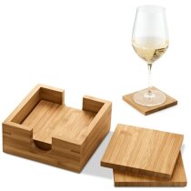 Set Gauthier 4 posavasos bambú ecológico con base contenedora