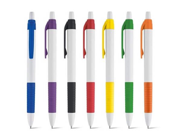 Bolígrafo con grip y clip en color